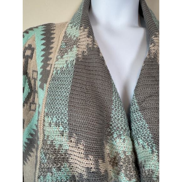 Renee C Womens Sz L Aztec Tribal Southwest Oversized Wool Mohair Knit Cardigan - Picture 3 of 9